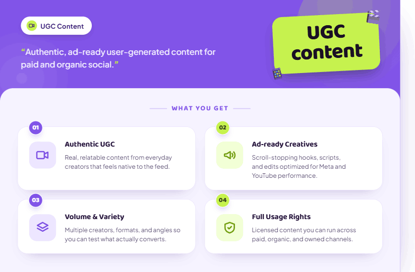 User-generated content (UGC) creation for paid and organic social ads